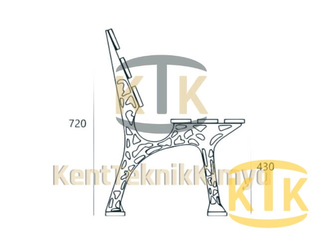 Kompozit Bank Ayağı 750x500 mm (KKT-750-BA) - Fibretech Kompozit