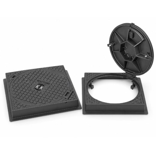 Fibretech Döküm Rögar Kapağı Ø600 mm (kare çerçeve) B125 - DKT-600-B4 - Fibretech Kompozit