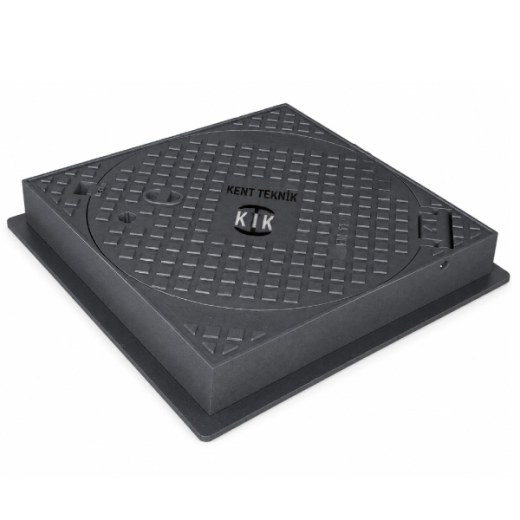 Fibretech Döküm Rögar Kapağı Ø600 mm (kare çerçeve) C250 - DKT-600-C5 - Fibretech Kompozit