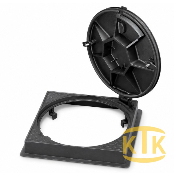 Fibretech Döküm Rögar Kapağı Ø600 mm (kare çerçeve) D400 - DKT-600-D6 - Fibretech Kompozit