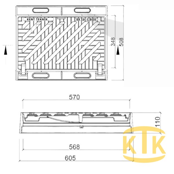 Döküm Yağmur Suyu Izgara Takımı 292x568 mm D400 (DIT-4560-D) - Fibretech Kompozit