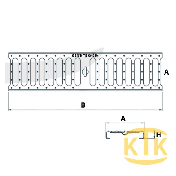 Galvaniz Kanal Izgarası 100x500x20 mm A15 (PGI-1020-A) - Fibretech Kompozit