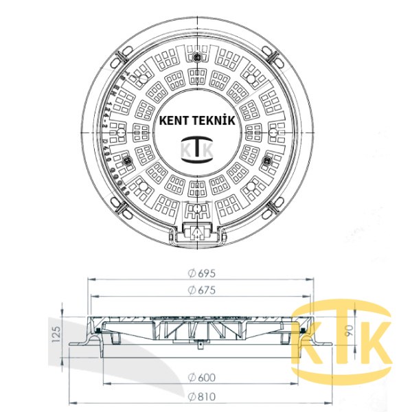 Döküm Rögar Kapağı Takımı Ø600 mm 180° C250 (DKT-600-C) - Fibretech Kompozit