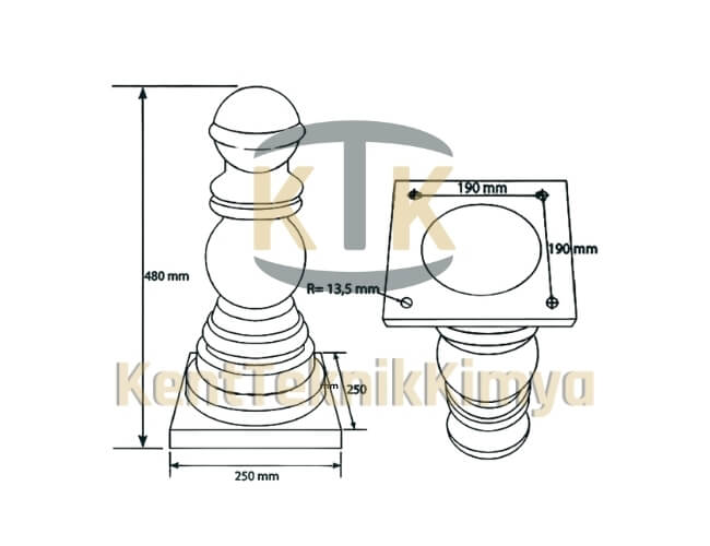 Kompozit Sınır Elemanı 480x250 mm (KKT-5025-SE) - Fibretech Kompozit