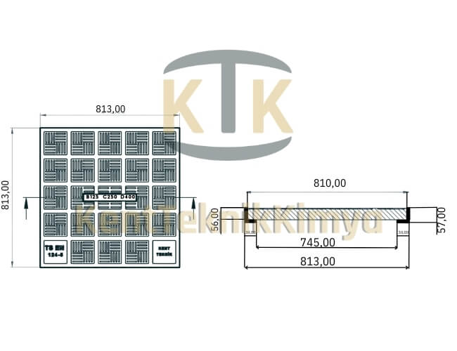 Kompozit Kare Rögar Kapağı Takımı 800x800 mm B125 (KKT-800-B-B125) - Fibretech Kompozit