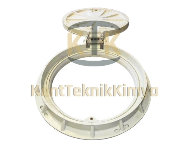Kompozit Yuvarlak Rögar Kapağı Takımı Ø 600 mm Menteşeli B125 (KKT-600-MYB-B125) - Fibretech Kompozit