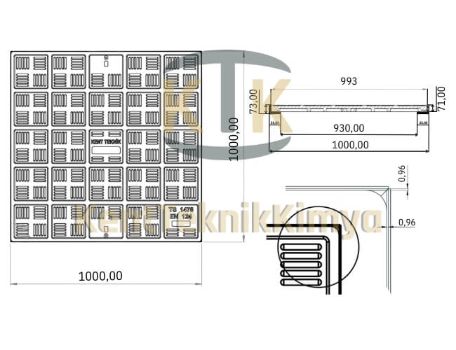 Kompozit Kare Rögar Kapağı Takımı 1000x1000 mm D400 (KKT-100-D-D400) - Fibretech Kompozit