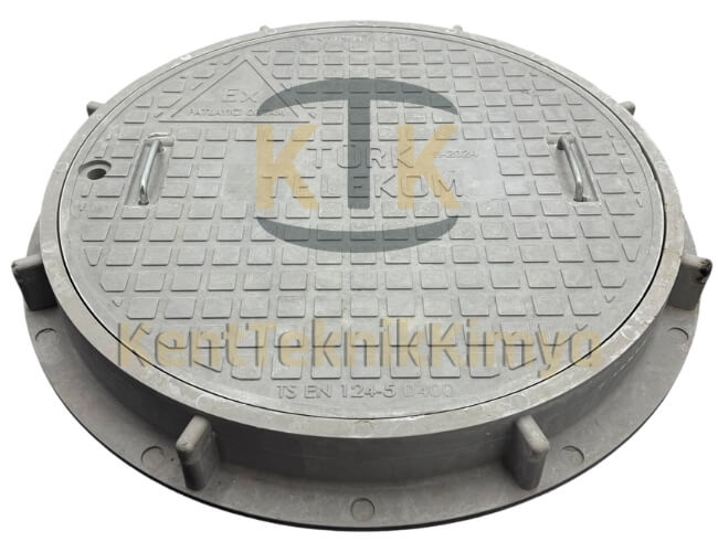 Kompozit Yuvarlak Rögar Kapağı Takımı Ø600 mm Kalın Seri D400 (KKT-600-TT1-D-D400) - Fibretech Kompozit