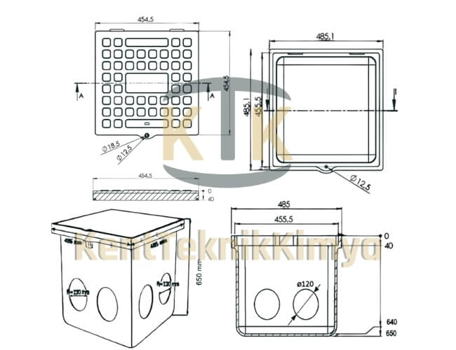 Kompozit Ek Odası Takımı 485x485x650 mm A15 (KKT-485-65-A-A15) - Fibretech Kompozit