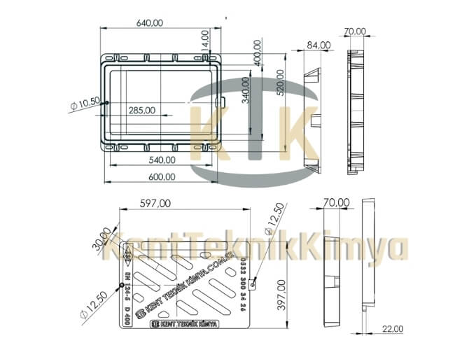 Kompozit Yağmur Suyu Izgarası Takımı 400x600 mm D400 (KIT-4060-D-D400) - Fibretech Kompozit