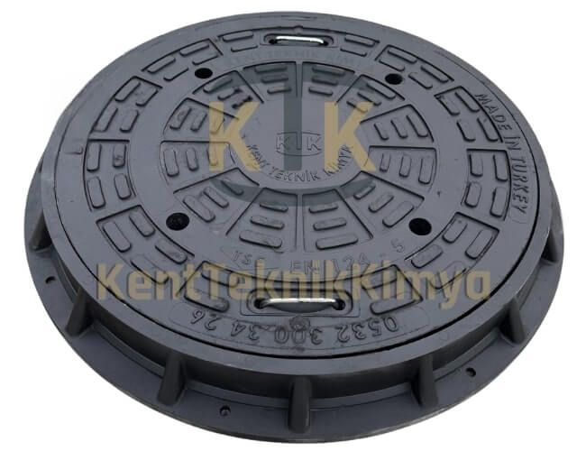 Kompozit Yuvarlak Rögar Kapağı Takımı Ø 600 mm D400 (KKT-600-69D-D400) - Fibretech Kompozit