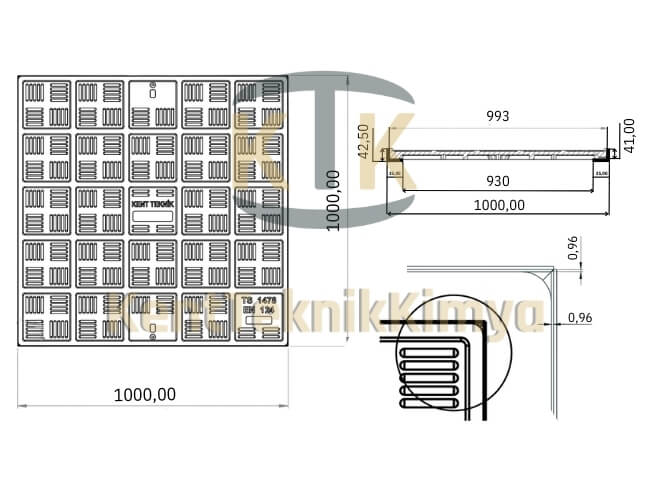 Kompozit Kare Rögar Kapağı Takımı 1000x1000 mm C250 (KKT-100-C-C250) - Fibretech Kompozit