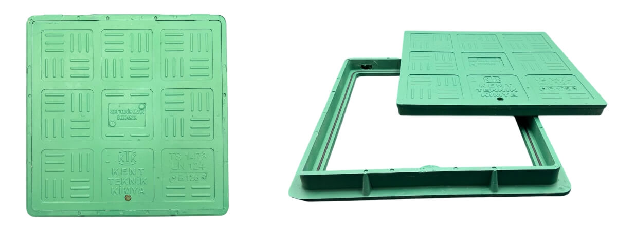 Fibretech Kompozit Kare Rögar Kapağı 500x500 mm B125 - KKT-500-B-B125 - Fibretech Kompozit