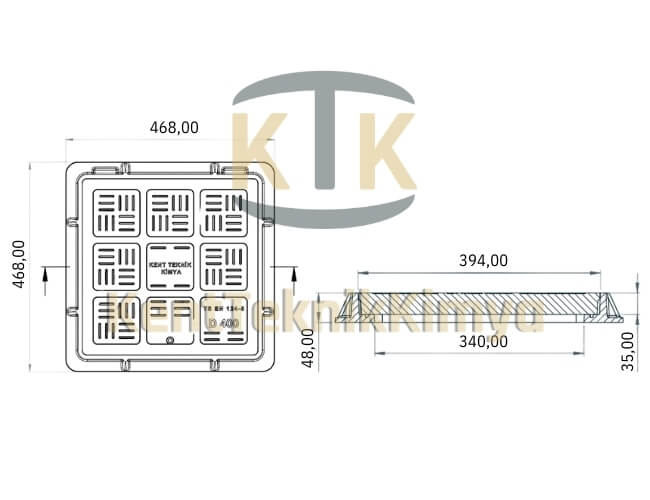 Kompozit Kare Rögar Kapağı Takımı 400x400 mm D400 (KKT-400-D-D400) - Fibretech Kompozit