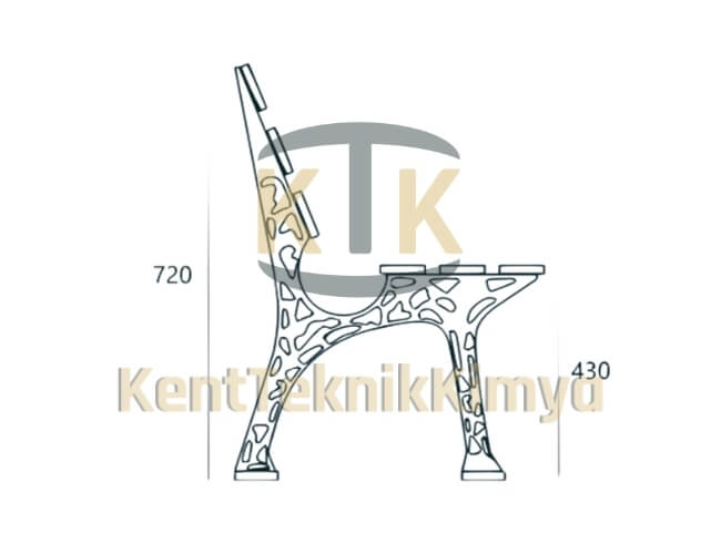 Kompozit Bank Ayağı 720x500 mm (KKT-720-BA) - Fibretech Kompozit